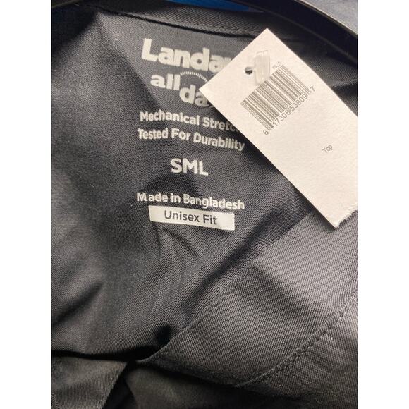 Brand New Landau Women's Size SML Unisex Black Short Sleeve Scrub Top - Picture 4 of 5